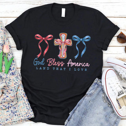 God Bless America Pattern Round-Neck T-Shirt