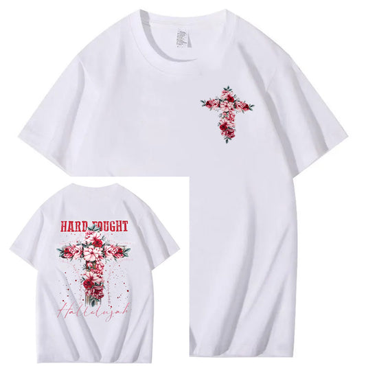 Hard Fought Pattern Print Crew Neck T-Shirt