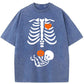 Skeleton Halloween Maternity Pregnancy Announcement Fall Mom Washed Cotton T-Shirt