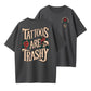 "Tattoos Are Trashy" Skull & Rose Tee | 100% Cotton Round Neck Tops Short Sleeve