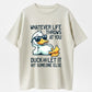 100% Cotton "Whatever Life Throws At You, Duck" Funny Duck Pun Graphic T-Shirt