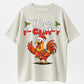 English Title:  100% Cotton "Merry F-Caw-F" Christmas Rooster T-Shirt