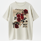 Vintage Gothic Red Rose Newspaper Collage Graphic T-Shirt – Unisex Retro Streetwear Tee