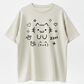 Round Neck, Breathable, Cute Cat Text Print, Black Line Art, Kawaii Manga Loose Fit Top