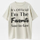 100% Cotton It's Official I'm The Favorite Son-in-Law Humor Graphic T-Shirt