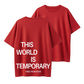 Plain "THIS WORLD IS TEMPORARY" Letter Print Short Sleeve Graphic Tee, Loose Casual Comfy Round Neck T-shirt for Summer