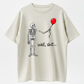 Funny Skeleton Balloon Shirt, Dark Humor Graphic Tee, Halloween Style Black Short Sleeve  Blend Top, Skeleton Gift Shirt