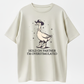 Dark Gray Vintage Washed Funny Cowboy Duck Pattern Print Shirt with Slogan "Dude, I'M a Little Over Excited" Western Style Casual Top