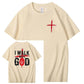 I Walk With God Pattern Printing Print Crew Neck T-Shirt