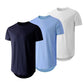 Men's 3-Pack Cotton Hipster Hip Hop Longline Crewneck T-Shirt, Men's Casual T-Shirts