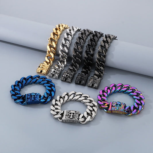 Coutureaura Skull Clasp Cuban Bracelet