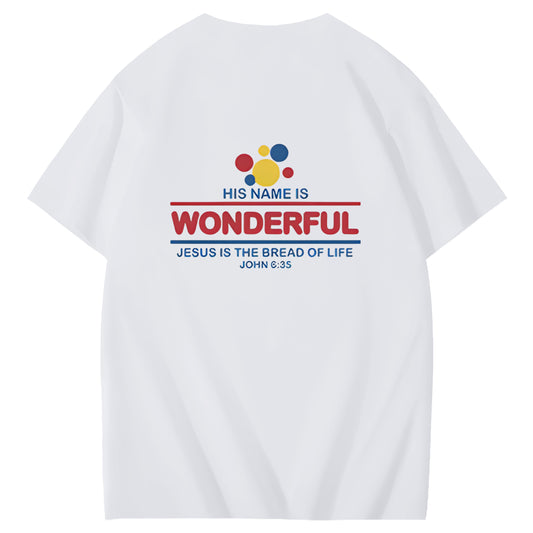 Hans navn er vidunderligt Jesus er livets brød Kunstmønster T-shirt med print
