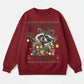 Raccoon Tangled in Christmas Lights Graphic Sweatshirt