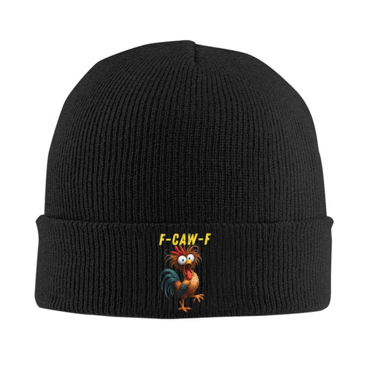 F-Caw-F Funny Rooster Knit Beanie