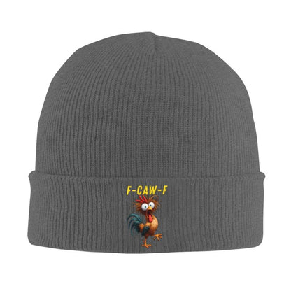 F-Caw-F Funny Rooster Knit Beanie