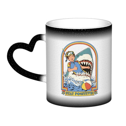 Stay Positive Retro Shark & Scuba Heat-Activated Color Changing Mug