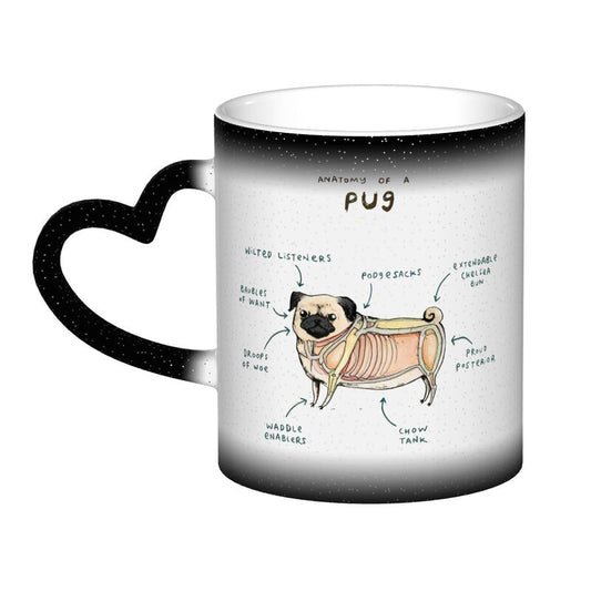 Anatomy Of A Pug Funny Dog Diagram Heat-Activated Color Changing Mug