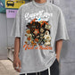 Support Your Local Trick or Treaters Pattern Washed Distressed Crew Neck 100% Cototon T-Shirt