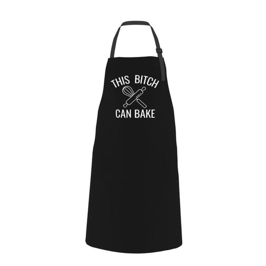 This Bitch Can Bake Cookout Funny Printed Apron Sweets Desserts Kitchen Smock