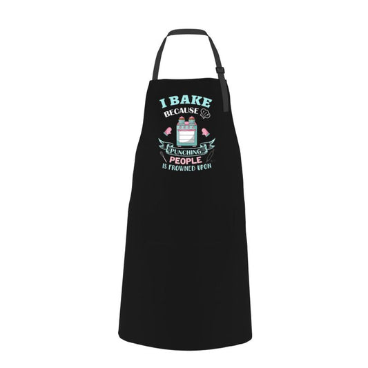 100% Polyester Waterproof Oxford Apron – "I Bake Because Punching People Is Frowned Upon" Humor Apron