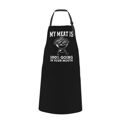 100% Polyester Waterproof Oxford Apron – "My Meat Is 100% Going in Your Mouth" Grilling Apron