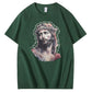 Watercolor Jesus Pattern Print Crew Neck T-Shirt