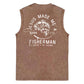 Jesus Made Me A Fisherman  Pattern Sleeveless Cotton Washed Printed Loose Vest