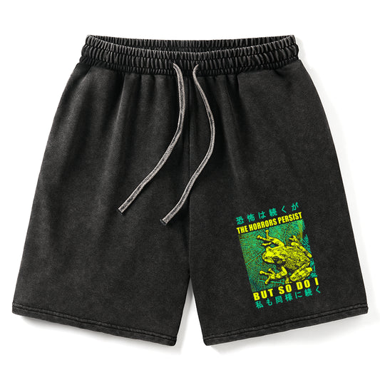 The Horrors Persist Frog Washed Shorts