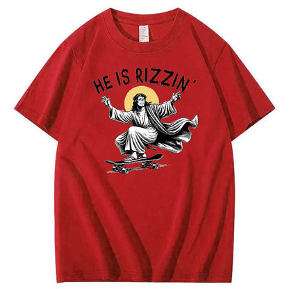 He is Rizzin' Funny Pattern Print Crew Neck T-Shirt