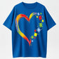 Urbntees Rainbow Heart Puzzle Pieces Autism Awareness Graphic Pure Cotton T-Shirt