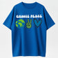 Retro Cartoon Earth & Peace Sign Heart Hand Gesture Trendy Short Sleeve