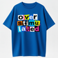 "Overstimulated" Print Short Sleeve Summer Top, Black with White Lettering, Breathable Round Neck Tee for Casual Attire