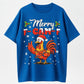 English Title:  100% Cotton "Merry F-Caw-F" Christmas Rooster T-Shirt