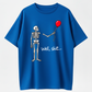 Funny Skeleton Balloon Shirt, Dark Humor Graphic Tee, Halloween Style Black Short Sleeve  Blend Top, Skeleton Gift Shirt