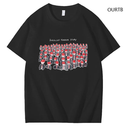 Horror Story Sarcastic Funny Art Pattern Print T-Shirt