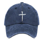 Christian Cross Pattern Washed And Distressed Hats