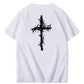 Nails Cross Pattern Print Crew Neck T-Shirt