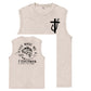 Jesus Made Me A Fisherman  Pattern Sleeveless Cotton Washed Printed Loose Vest