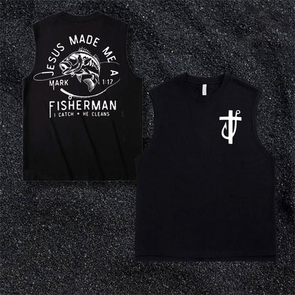 Jesus Made Me A Fisher Mønster Print Vest