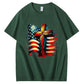 American Flag And Cross Pattern Print 100%Cotton T-Shirt