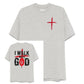 I Walk With God Pattern Printing Print Crew Neck T-Shirt