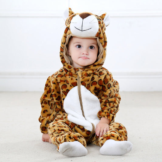 Cozy Baby Animal Fleece Onesie – Adorable Hooded Romper for Little Adventurers