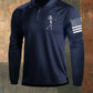 Skull Print Raglan Long Sleeve Polo Shirt