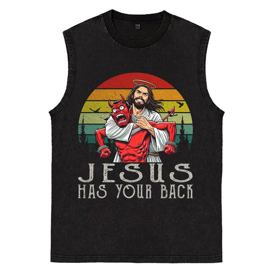 Jesus Has Your Back Funny Easter Jesus Christ Cotton Sleeveless Tank Tops