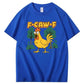 F-Caw-F Crazy Shock Chicken Pattern100% Cotton T-Shirt