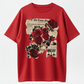 Vintage Gothic Red Rose Newspaper Collage Graphic T-Shirt – Unisex Retro Streetwear Tee