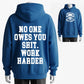 100% Cotton 'Work Harder' Skull & Wrench Graphic Hoodie