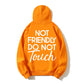 Not Friendly Do Not Touch Print, Men'S Casual Streetwear Hoodies, Comfy And Loose Hooded Pullover Top, Casual Streetwear, Fall Outfits