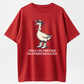 Dark Gray Vintage Washed Funny Cowboy Duck Pattern Print Shirt with Slogan "Dude, I'M a Little Over Excited" Western Style Casual Top