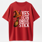 Yes I Can Drive Stick Funny Witch Halloween Graphic T-Shirt